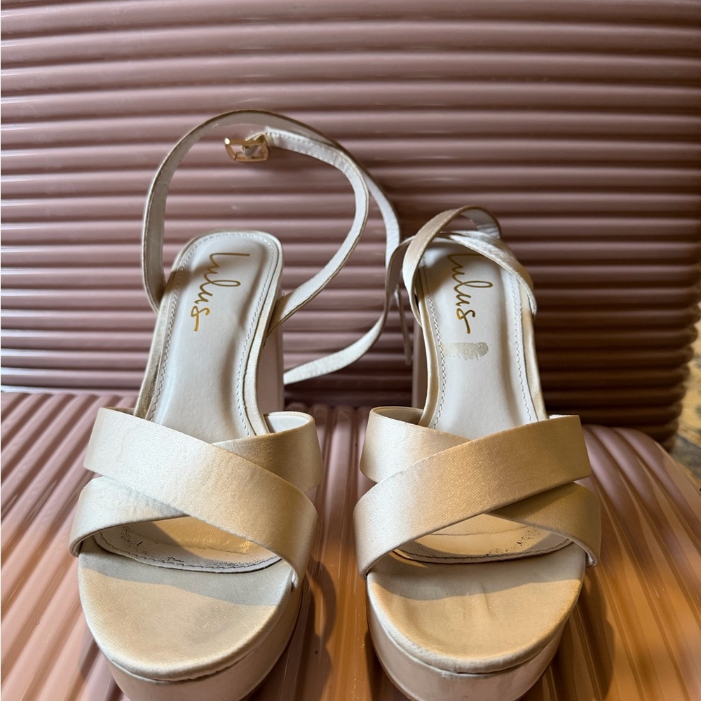 Lulu's Elegant Cream Strappy Heels